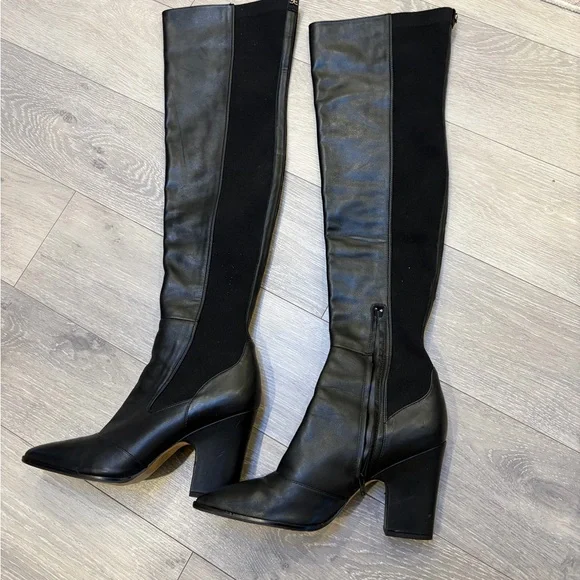 Genuine Black Leather Over the Knee Boots - EUC - Picture 3 of 6